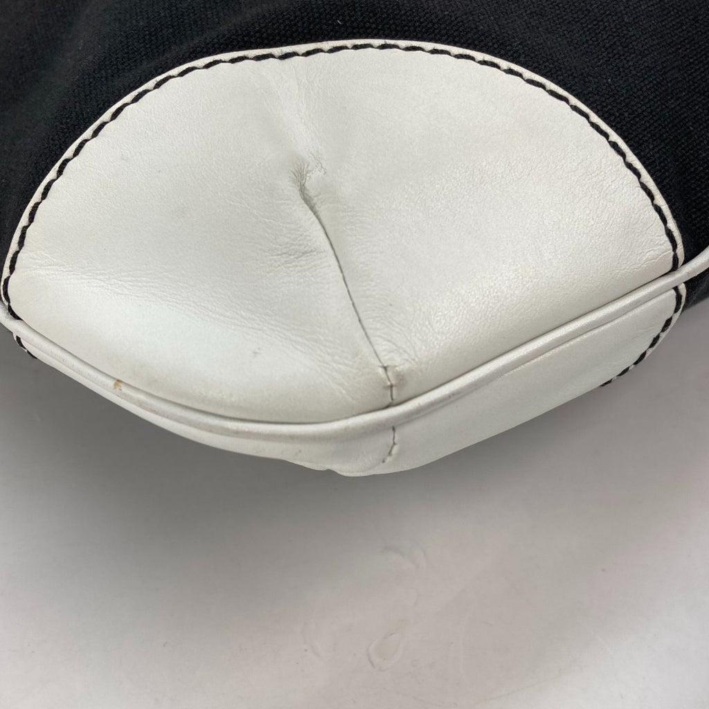 Chanel Black White Canvas Leather Shoulder Bag Tote Bag
