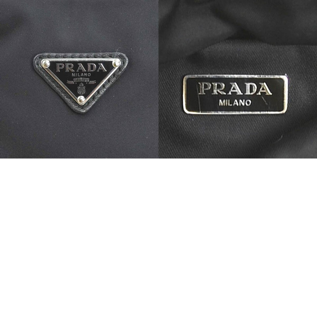 Prada Black Nylon Leather Handbag Shoulder Bag