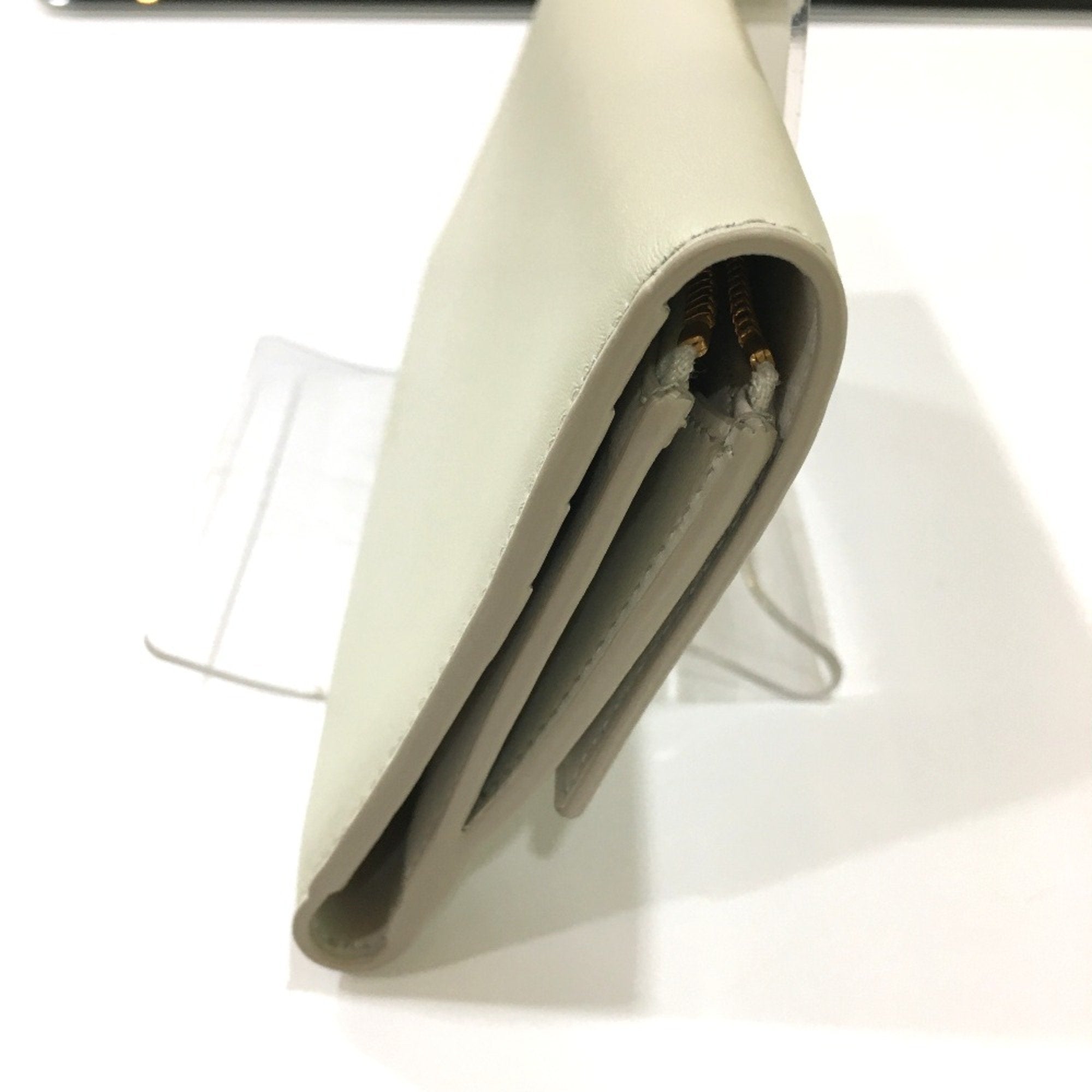Bottega Veneta White Leather Long Wallet (Bi-Fold)