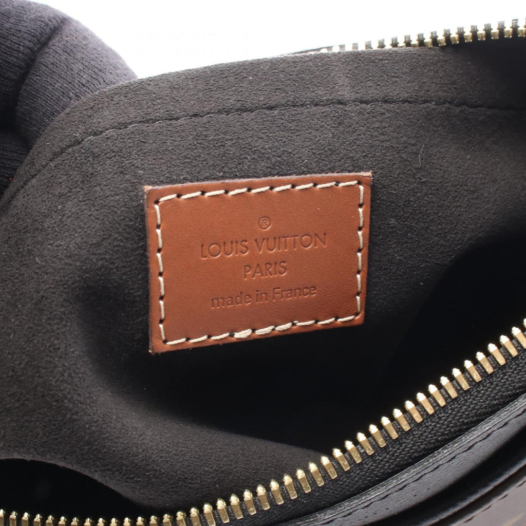 Louis Vuitton Black Brown Monogram Coated Canvas Leather Handbag