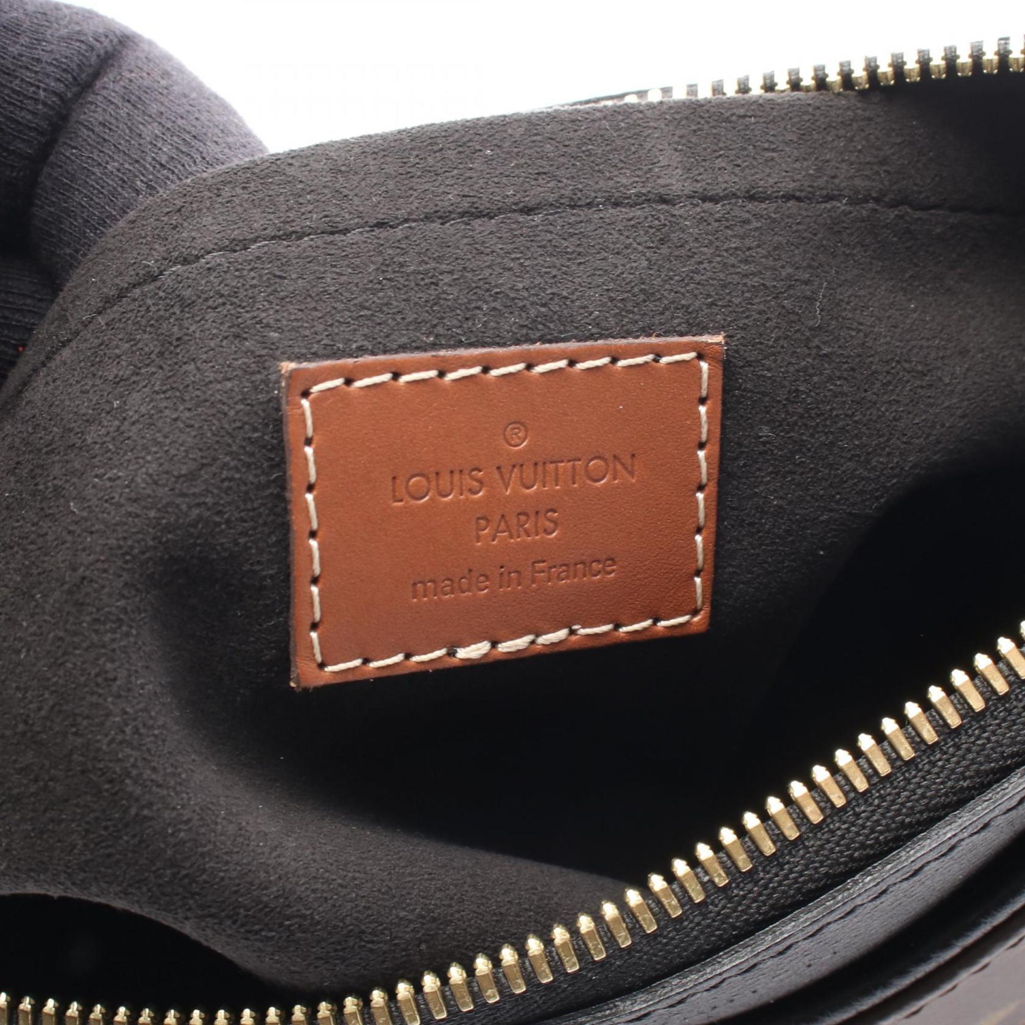 Louis Vuitton Black Brown Monogram Coated Canvas Leather Handbag