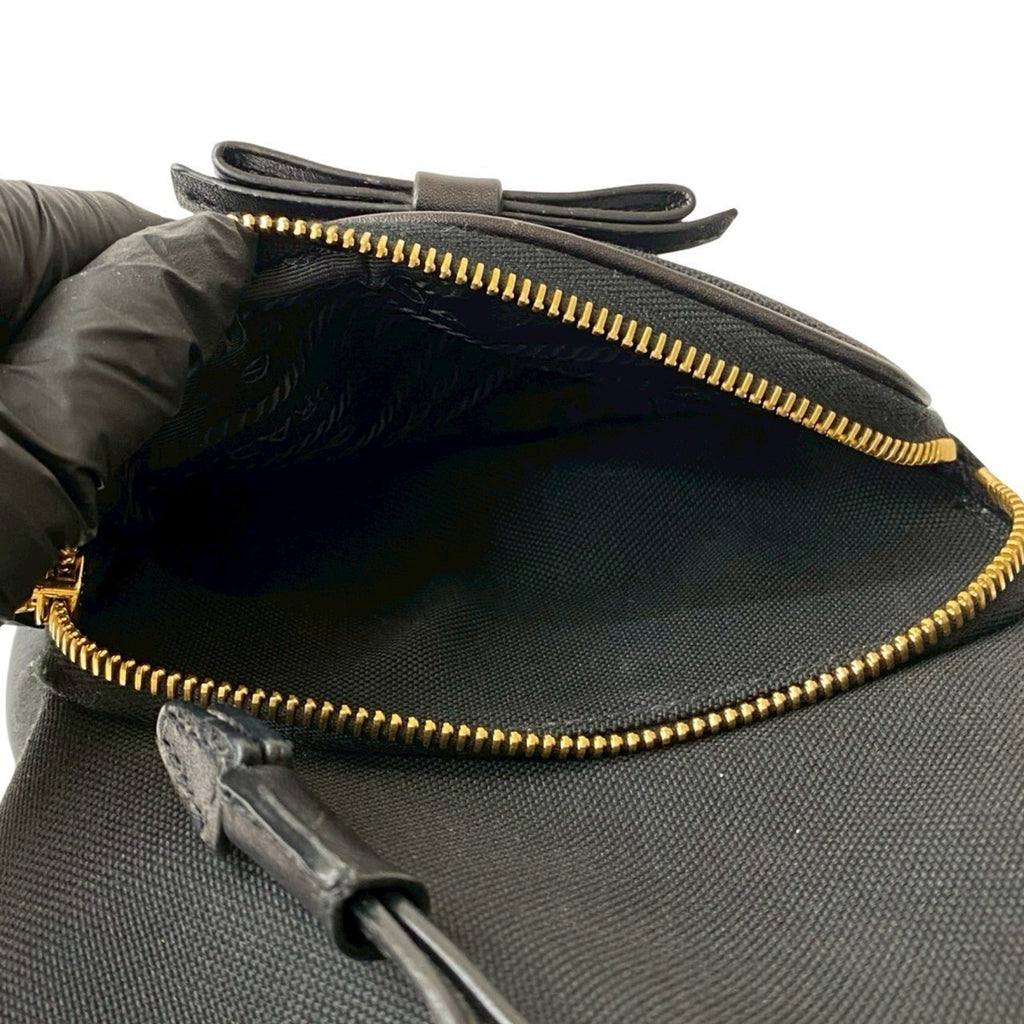 Prada Black Canvas Leather Handbag Shoulder Bag