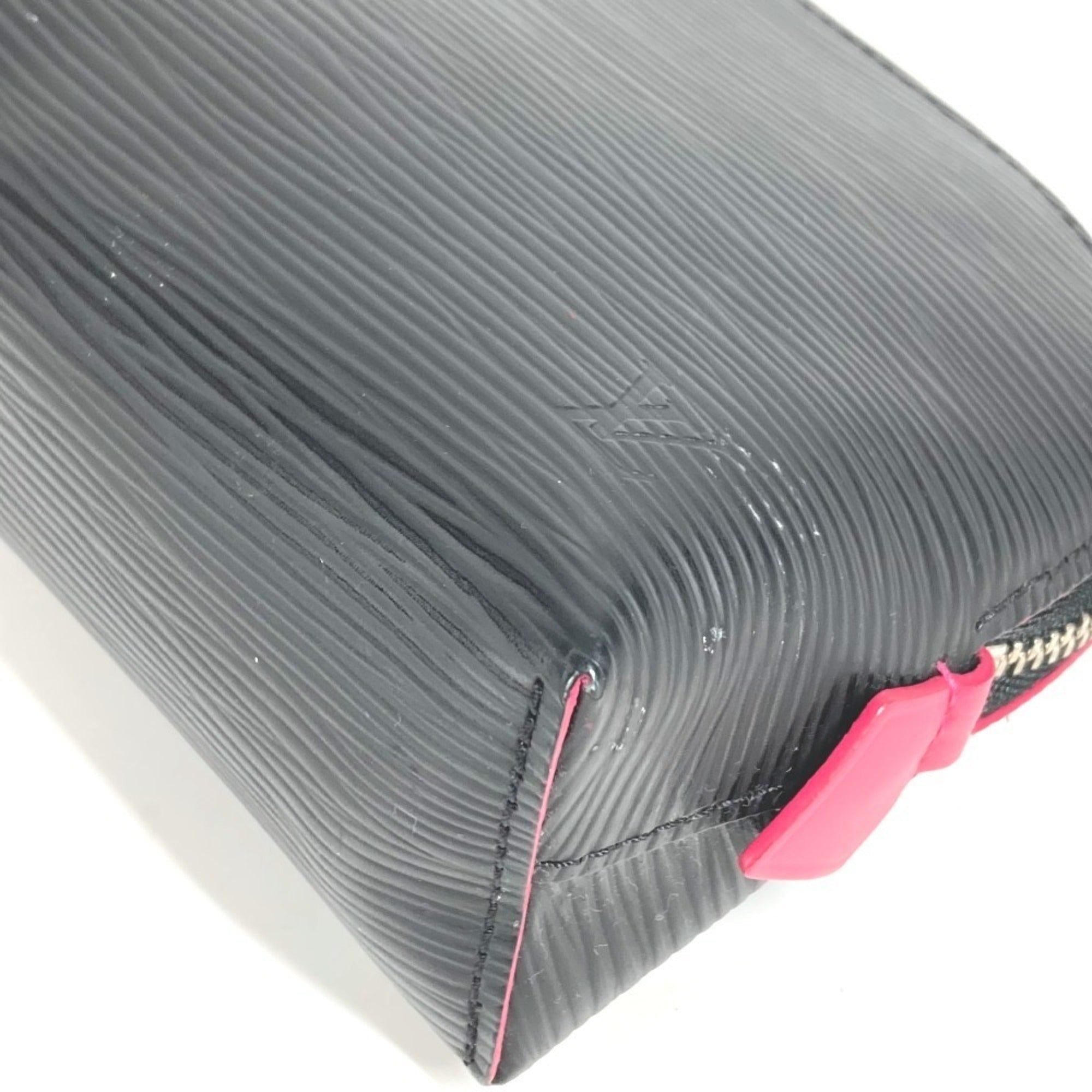 Louis Vuitton Black Noir Pink Epi Leather Pochette Pouch
