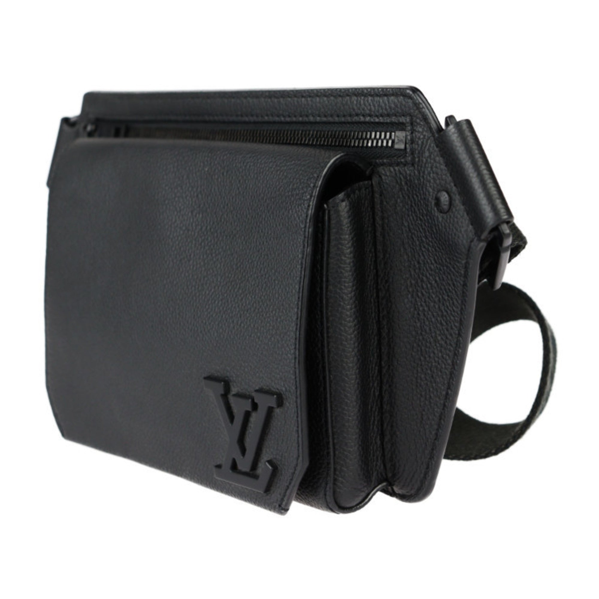 Louis Vuitton Black Noir Leather Pouch Sling Bag