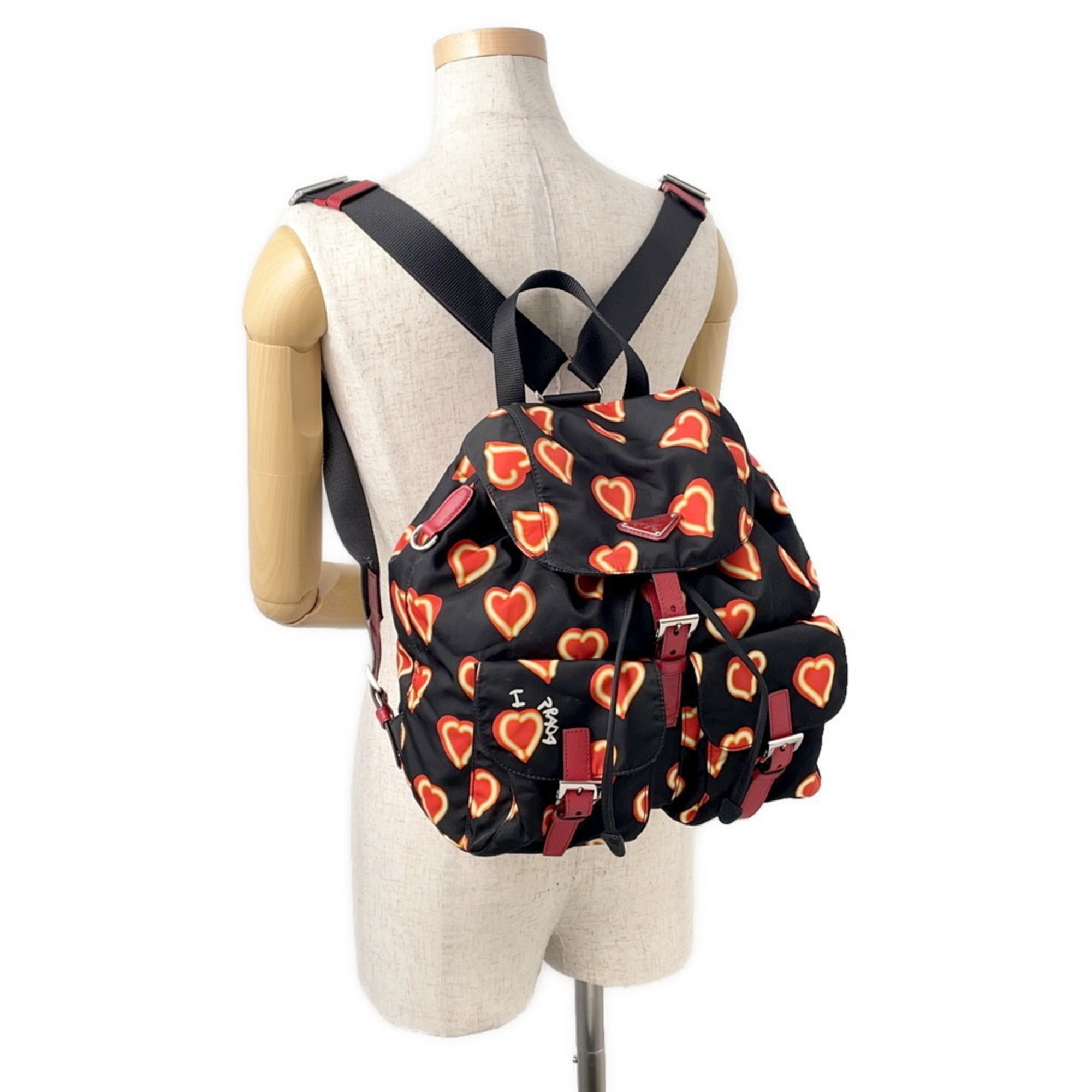 Prada Black Red Color Nylon Backpack