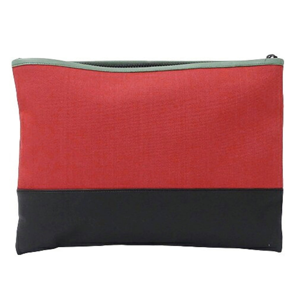 Bottega Veneta Black Blue Red Color Leather Nylon Clutch Bag