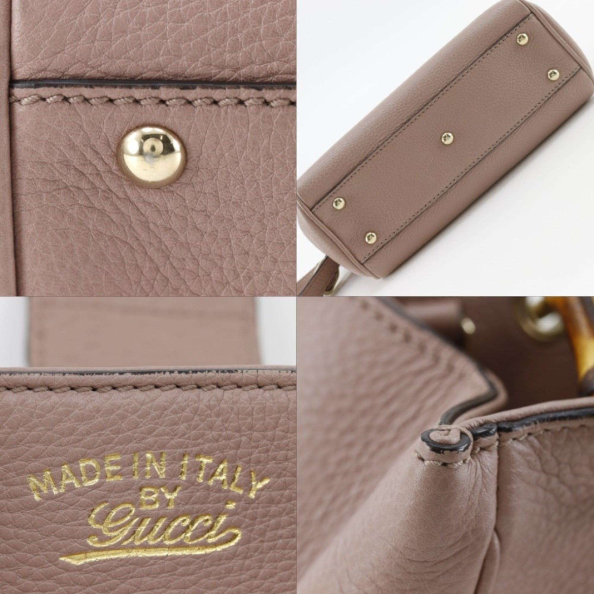 Gucci Pink Bamboo Leather Handbag (Pre-Owned)