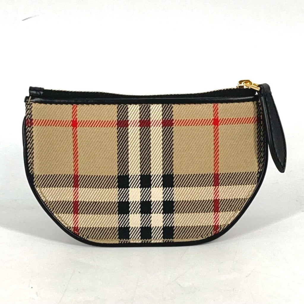 Burberry Beige Leather Canvas Coin Purse/Coin Case