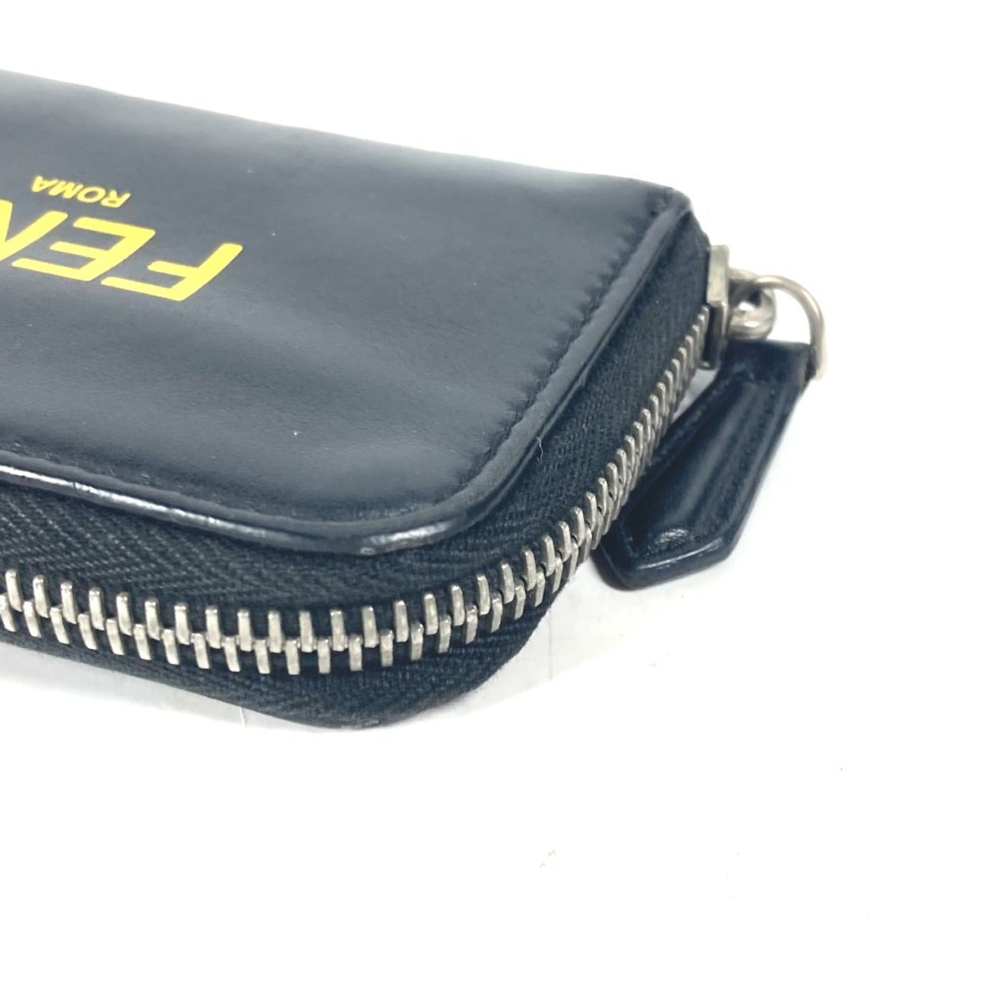 Fendi Black Yellow Leather Coin Purse/Coin Case