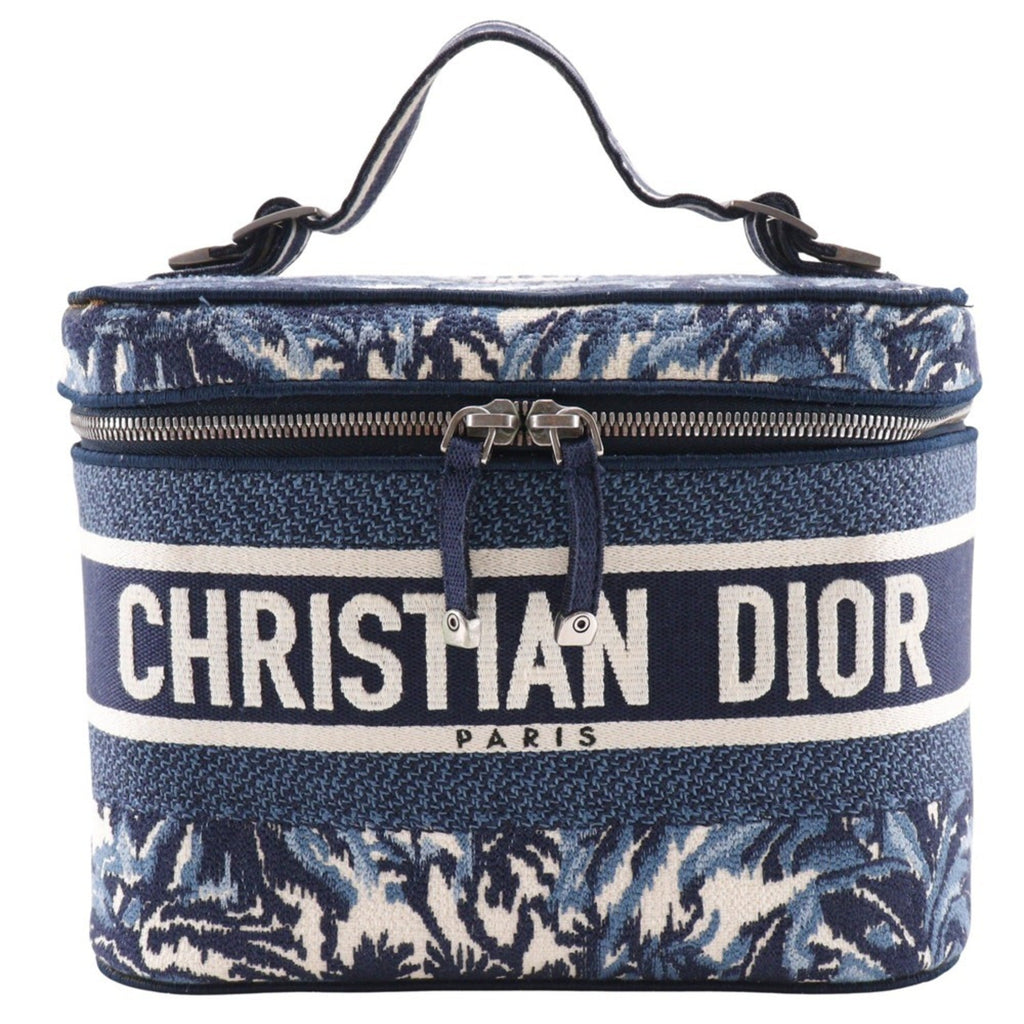 Christian Dior Navy White Canvas Handbag Weekend Bag (Pre-Owned)