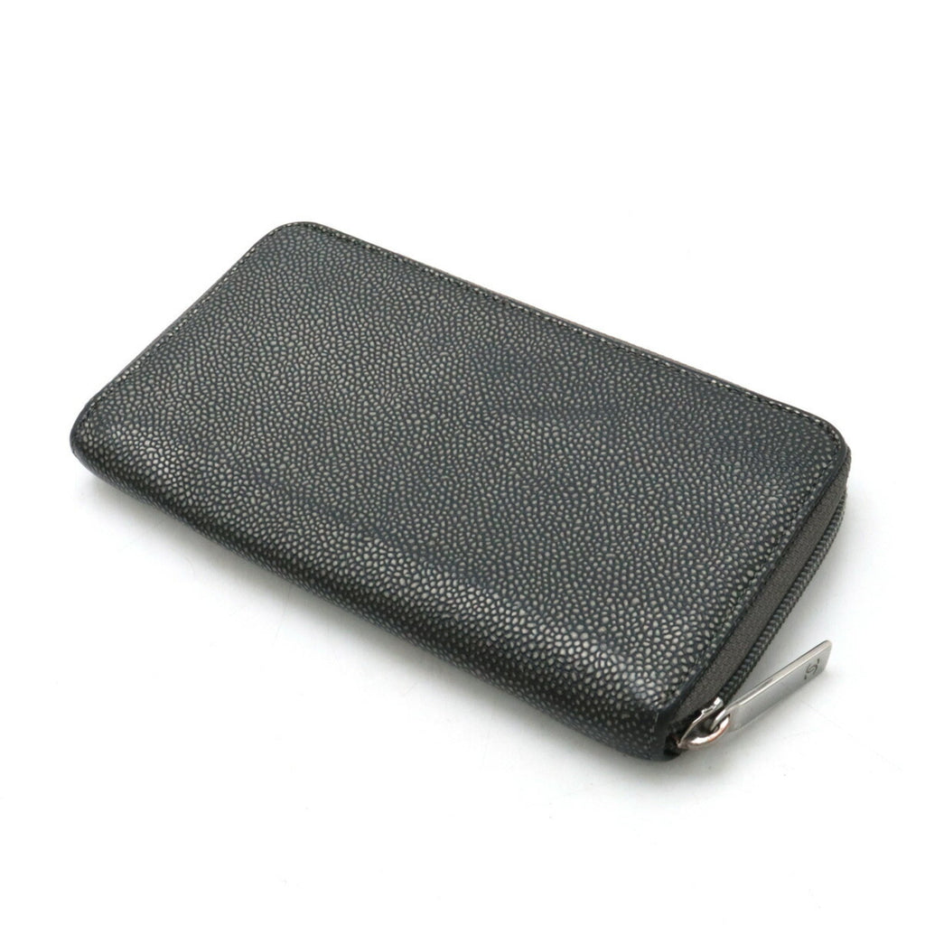 Chanel Metallic Gray Grained Calfskin Long Wallet (Bi-Fold)