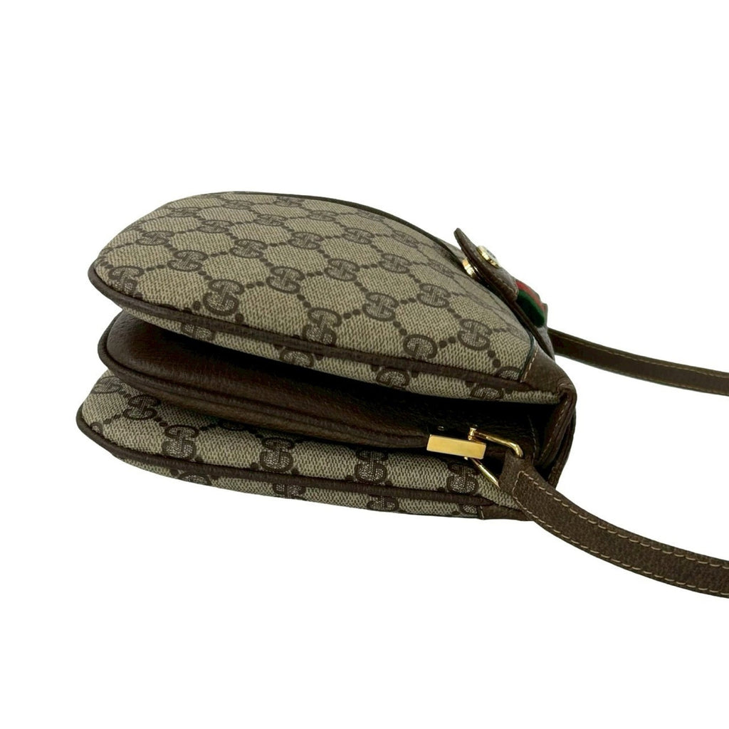 Gucci Brown Green Red Color Leather Pvc Shoulder Bag (Pre-Owned)