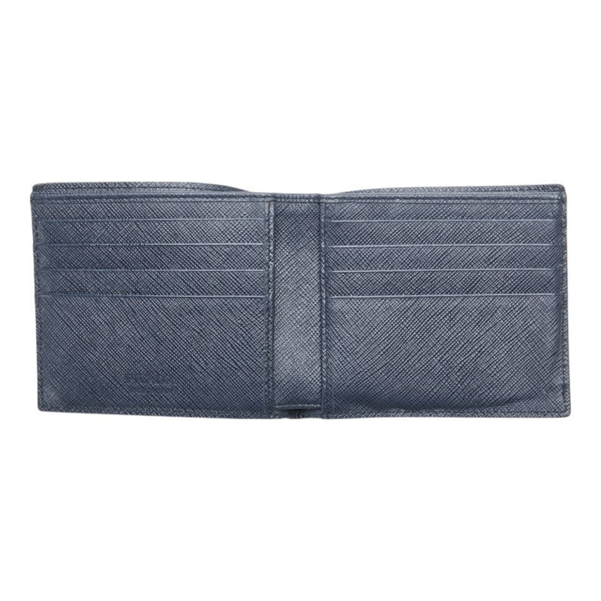 Prada Black Navy Leather Wallet (Bi-Fold)