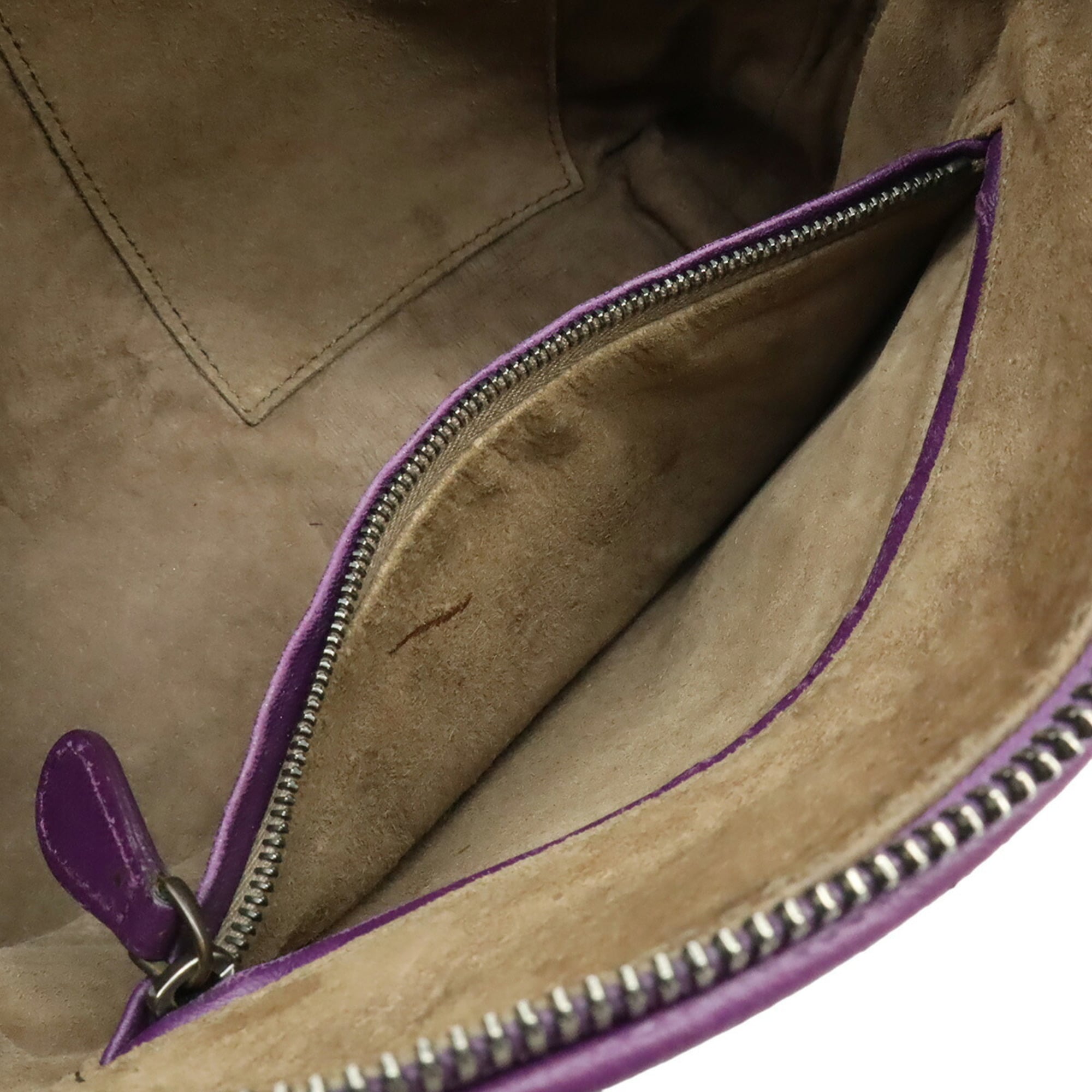 Bottega Veneta Intrecciato Purple Leather Pochette Shoulder Bag