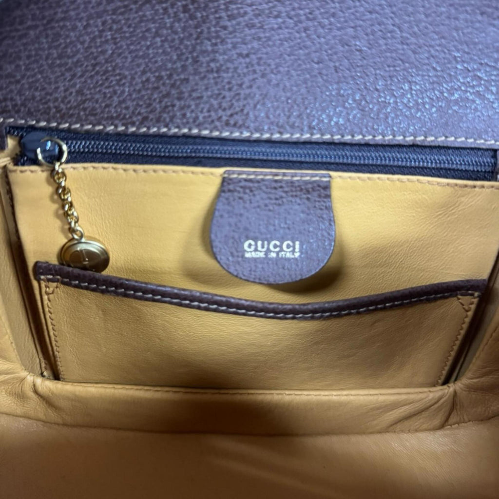 Gucci Bamboo Brown Bamboo Leather Shoulder Bag (Pre-Owned)