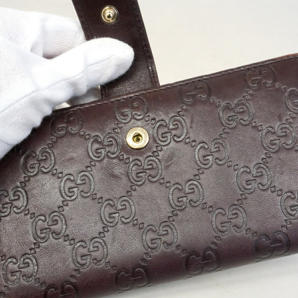Gucci Brown Leather Long Wallet (Bi-Fold) (Pre-Owned)