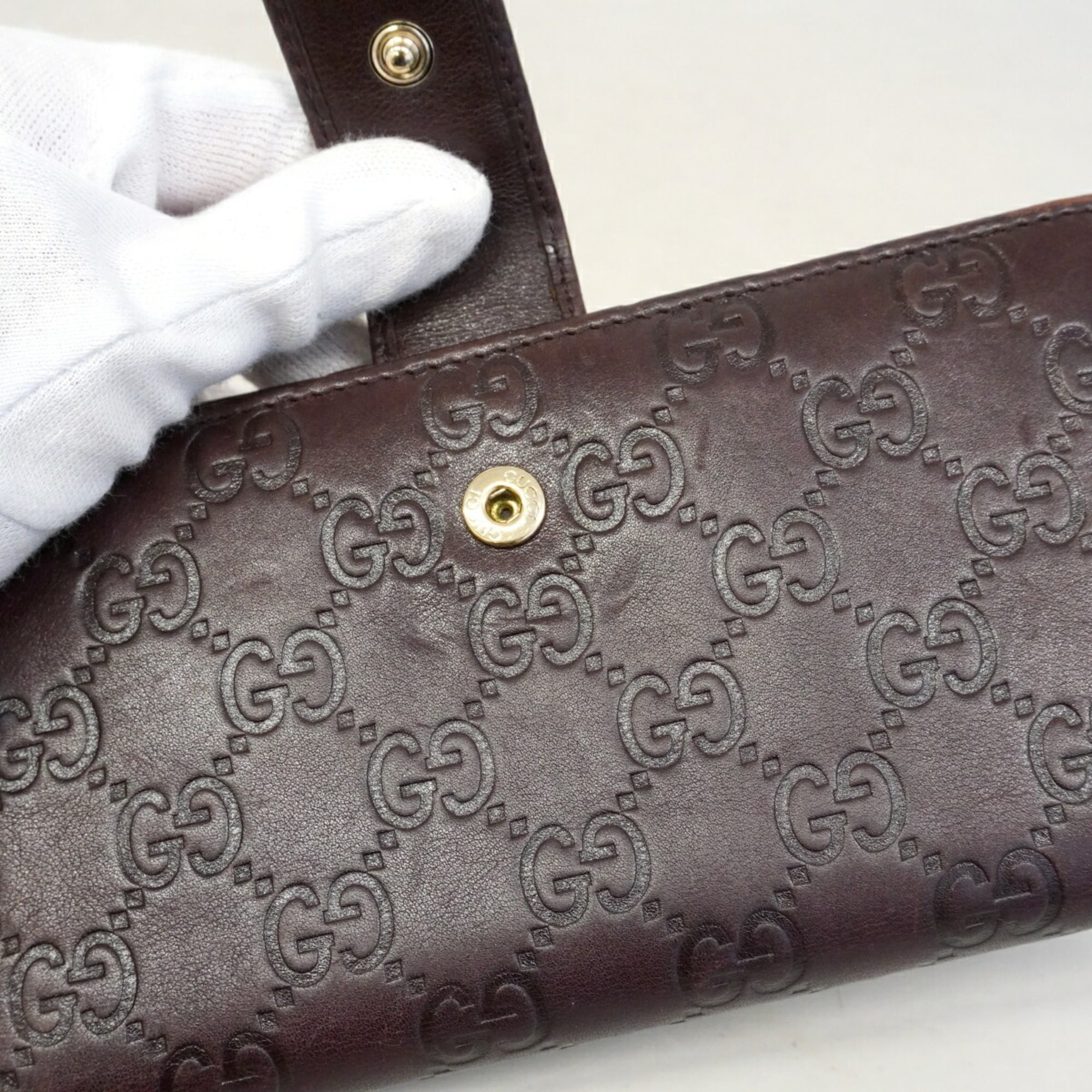 Gucci Brown Leather Long Wallet (Bi-Fold) (Pre-Owned)