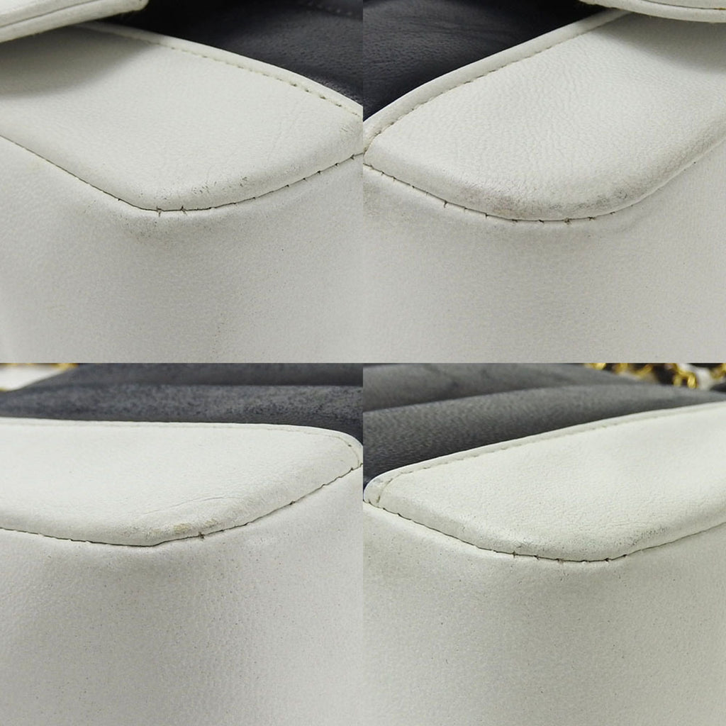 Chanel Navy White Leather Shoulder Bag