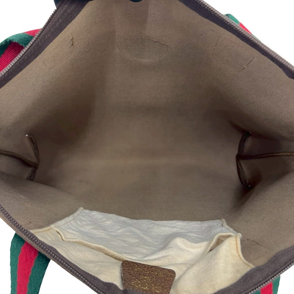 Gucci Brown Green Red Color Pvc Leather Shoulder Bag Tote Bag (Pre-Owned)