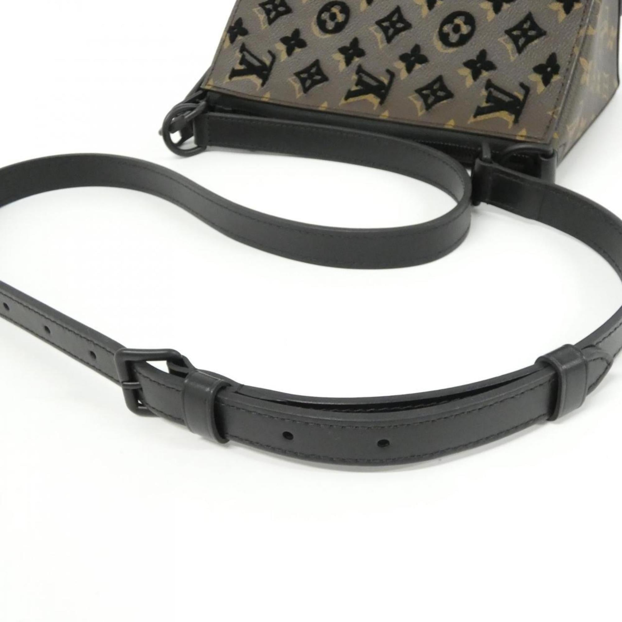 Louis Vuitton Black Brown Coated Canvas Shoulder Bag