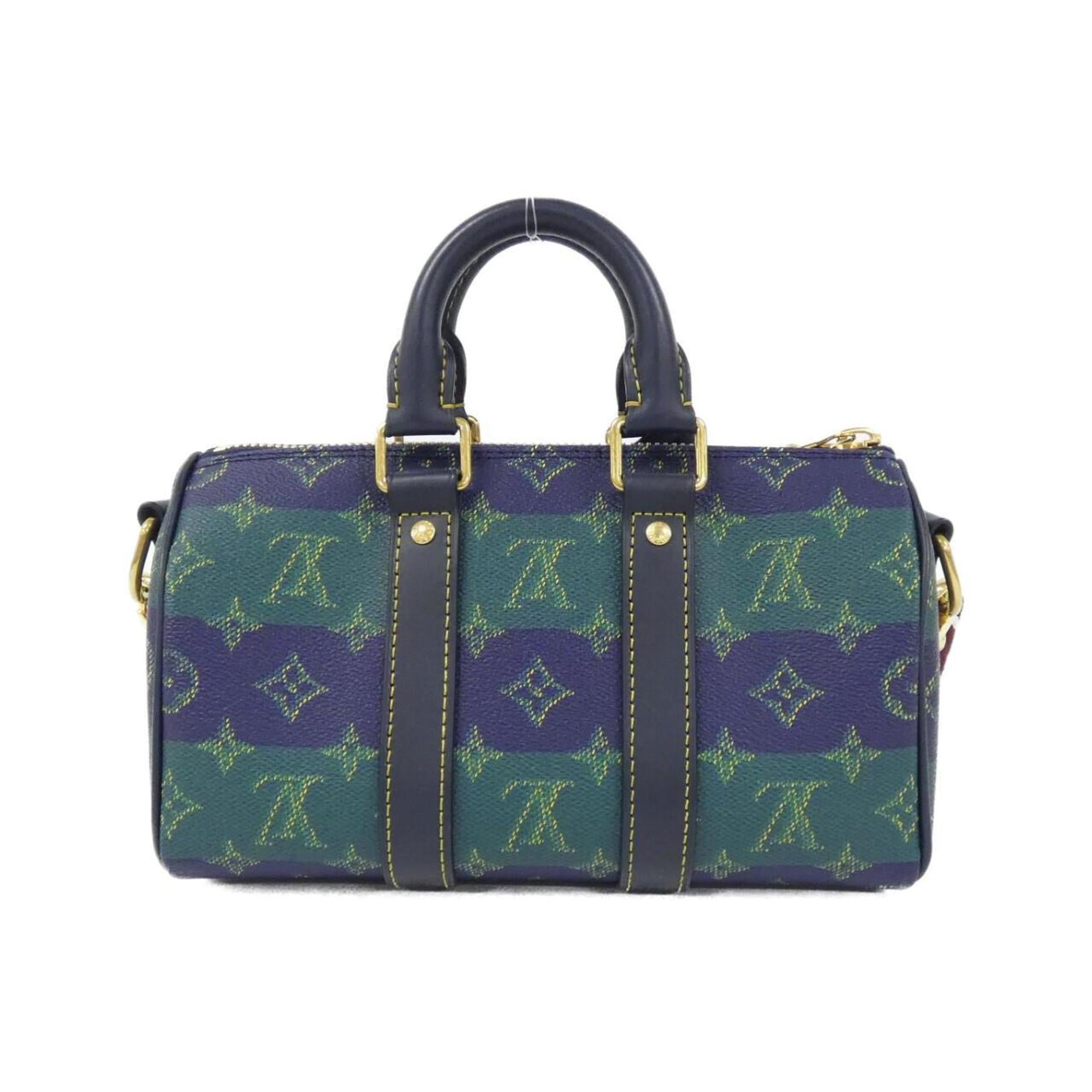 Louis Vuitton Blue Coated Canvas Boston Bag
