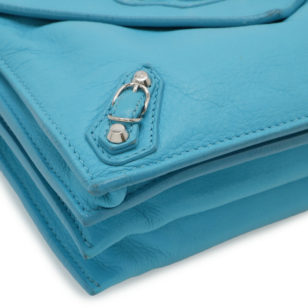 Balenciaga Paper Turquoise Leather Clutch Bag Pochette Shoulder