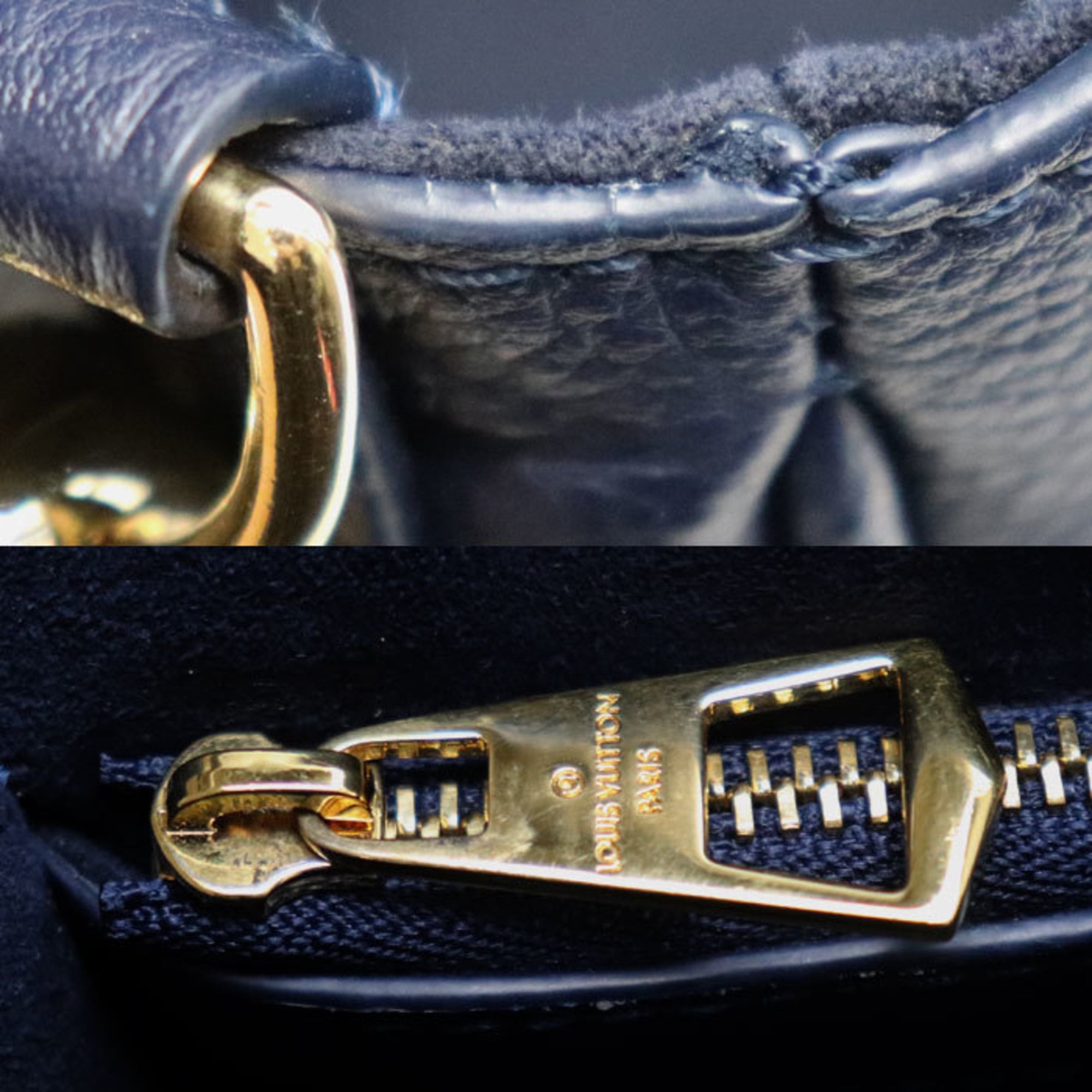 Louis Vuitton Beige Navy Monogram Empreinte Shoulder Bag