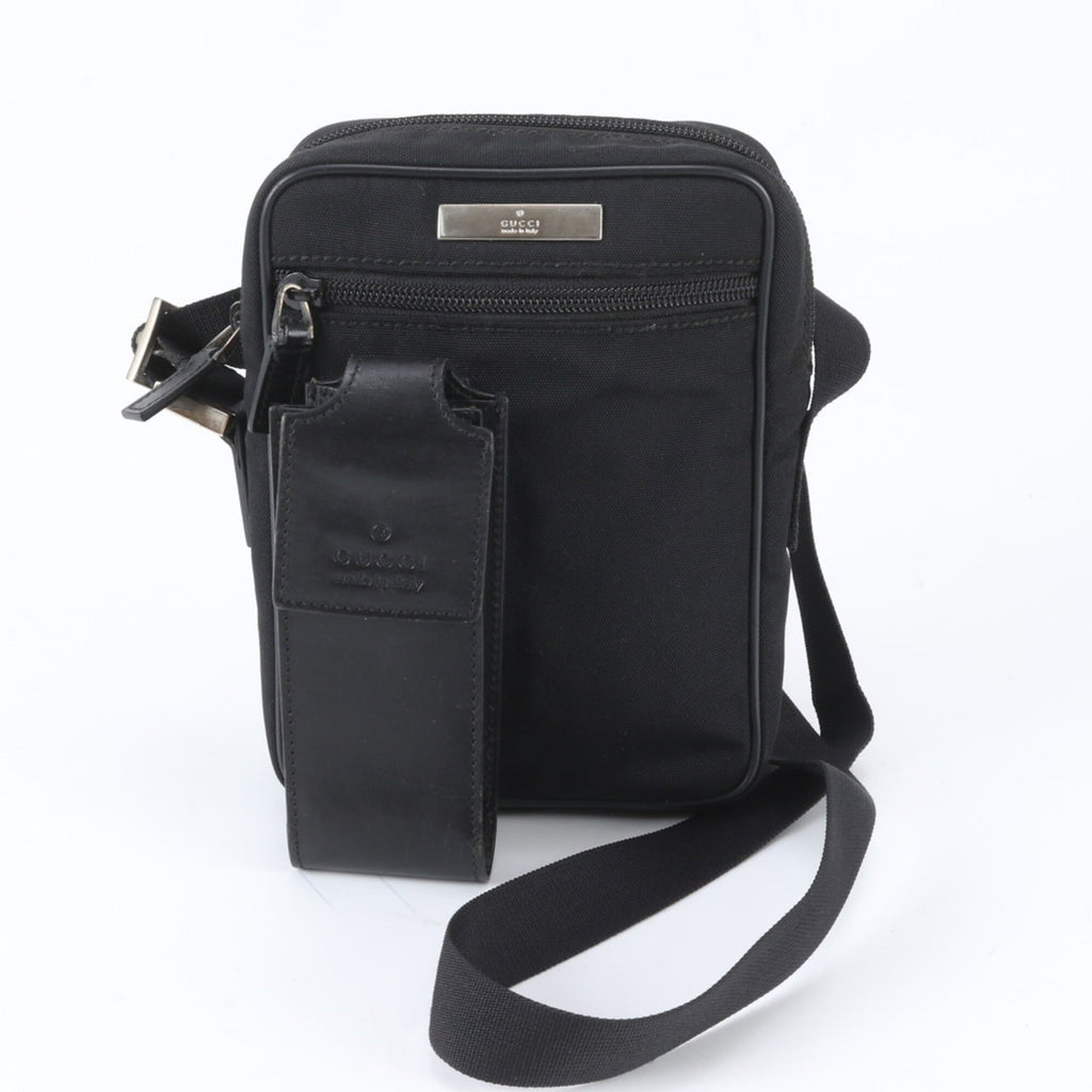 Gucci Black Leather Nylon Shoulder Bag (Pre-Owned)
