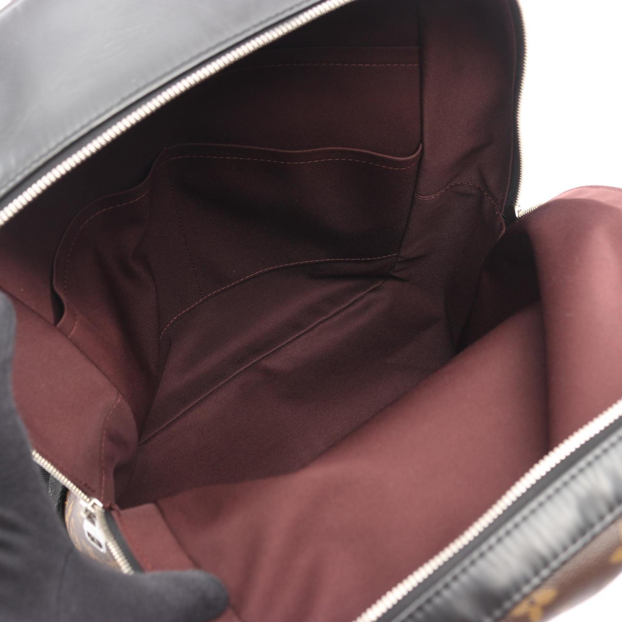 Louis Vuitton Black Brown Coated Canvas Leather Backpack