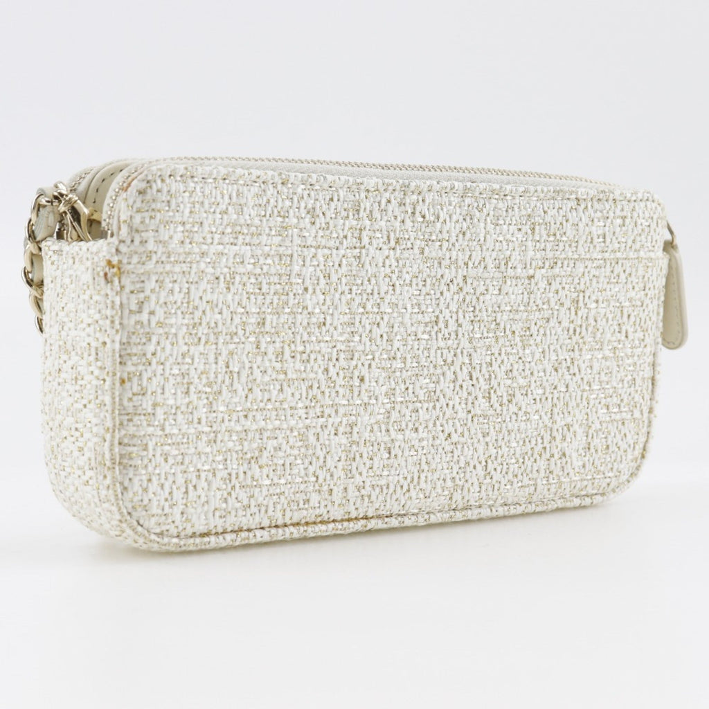 Chanel White Tweed Shoulder Bag