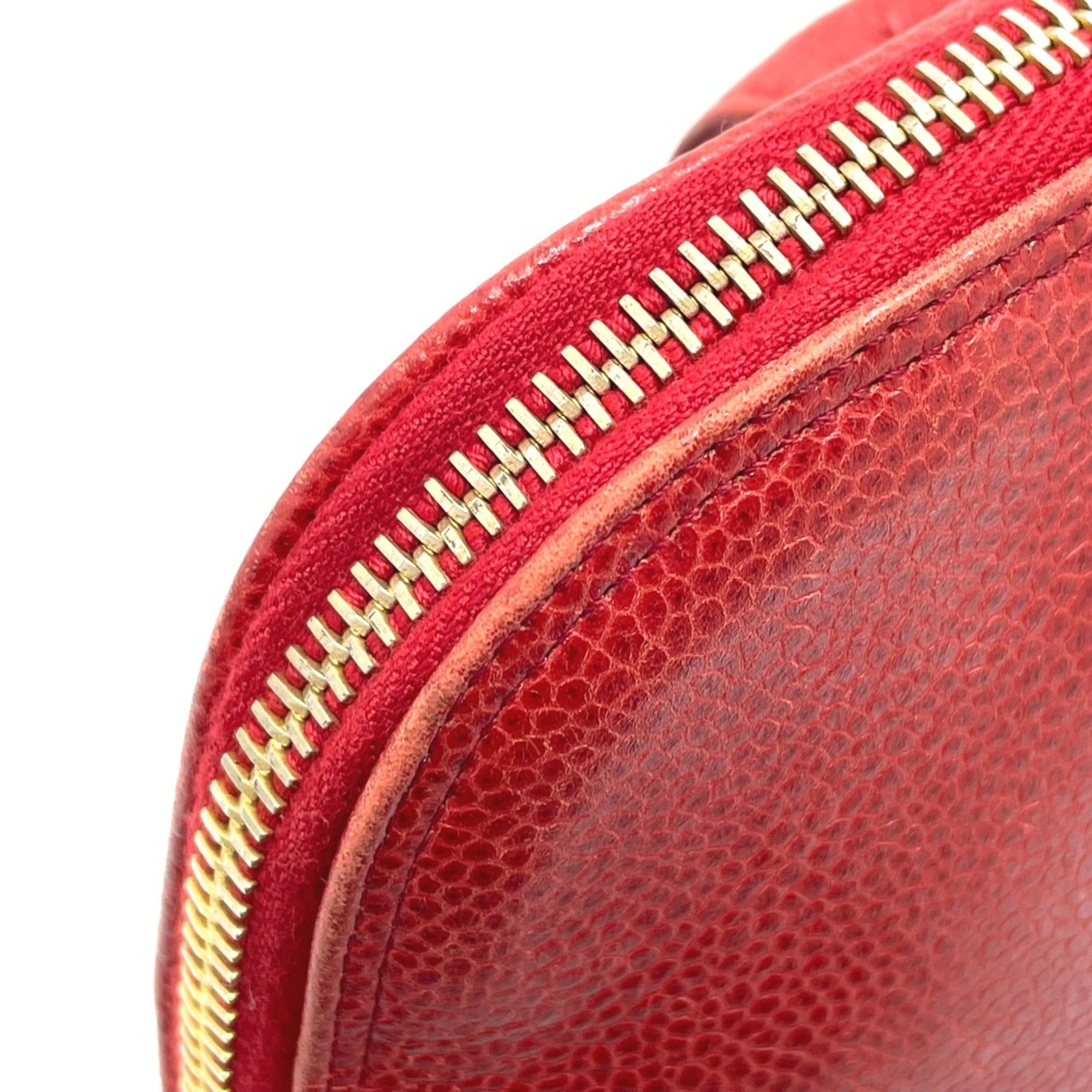 Chanel Red Leather Shoulder Bag