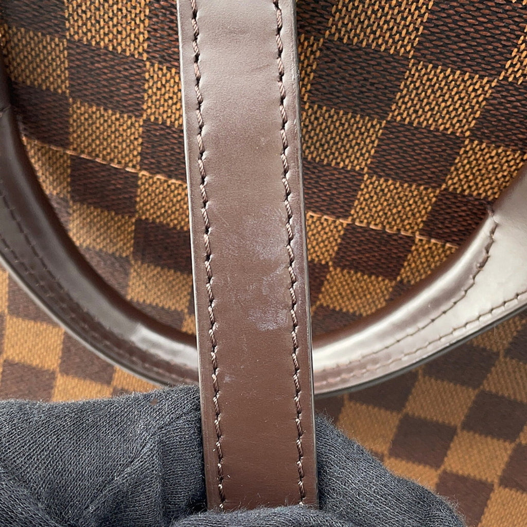 Louis Vuitton Beige Brown Damier Canvas Exotic Leather Handbag
