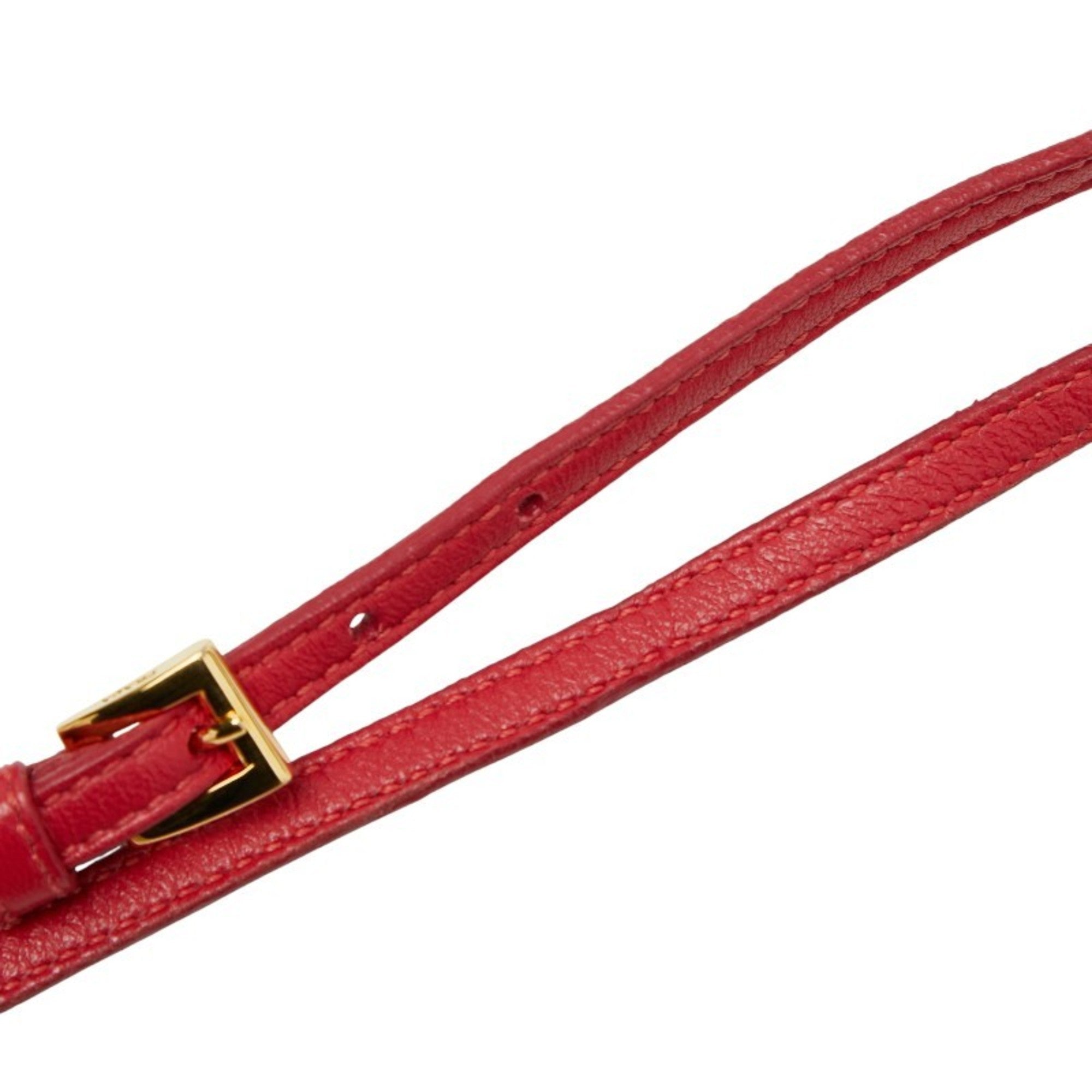 Prada Red Color Leather Shoulder Bag