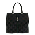 Gucci Black Gray Canvas Leather Handbag Tote Bag (Pre-Owned)