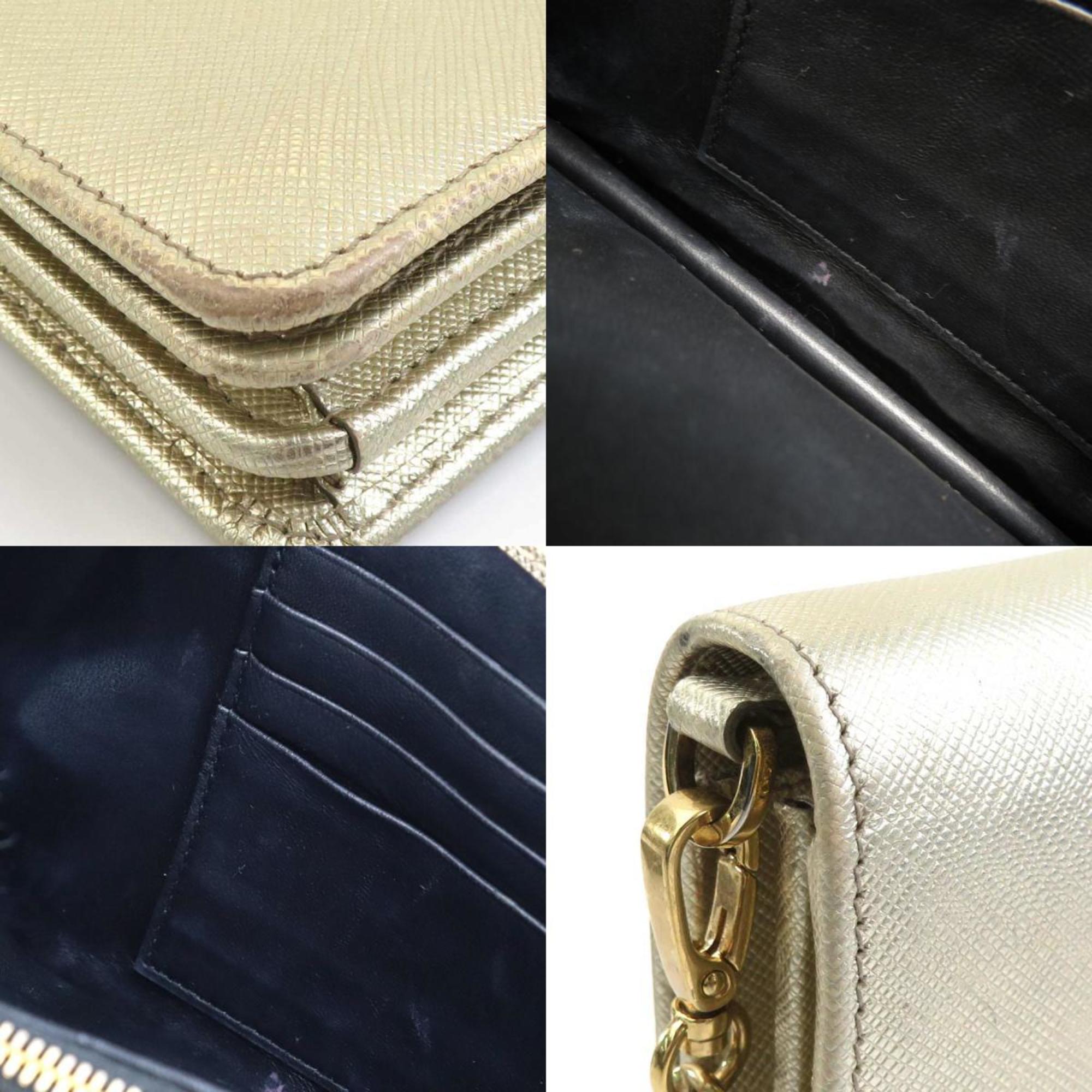 Prada Gold Leather Shoulder Bag