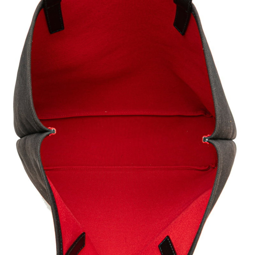 Prada Black Orange White Canvas Leather Tote Bag