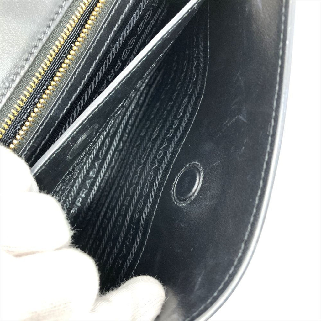 Prada Gray Multi-Color White Leather Shoulder Bag