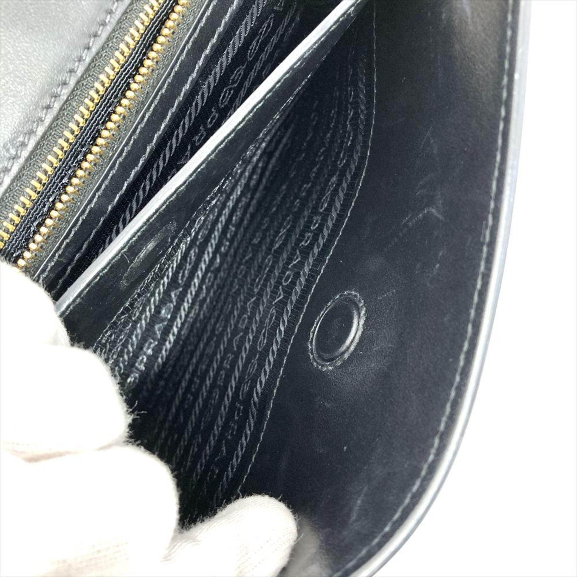 Prada Gray Multi-Color White Leather Shoulder Bag