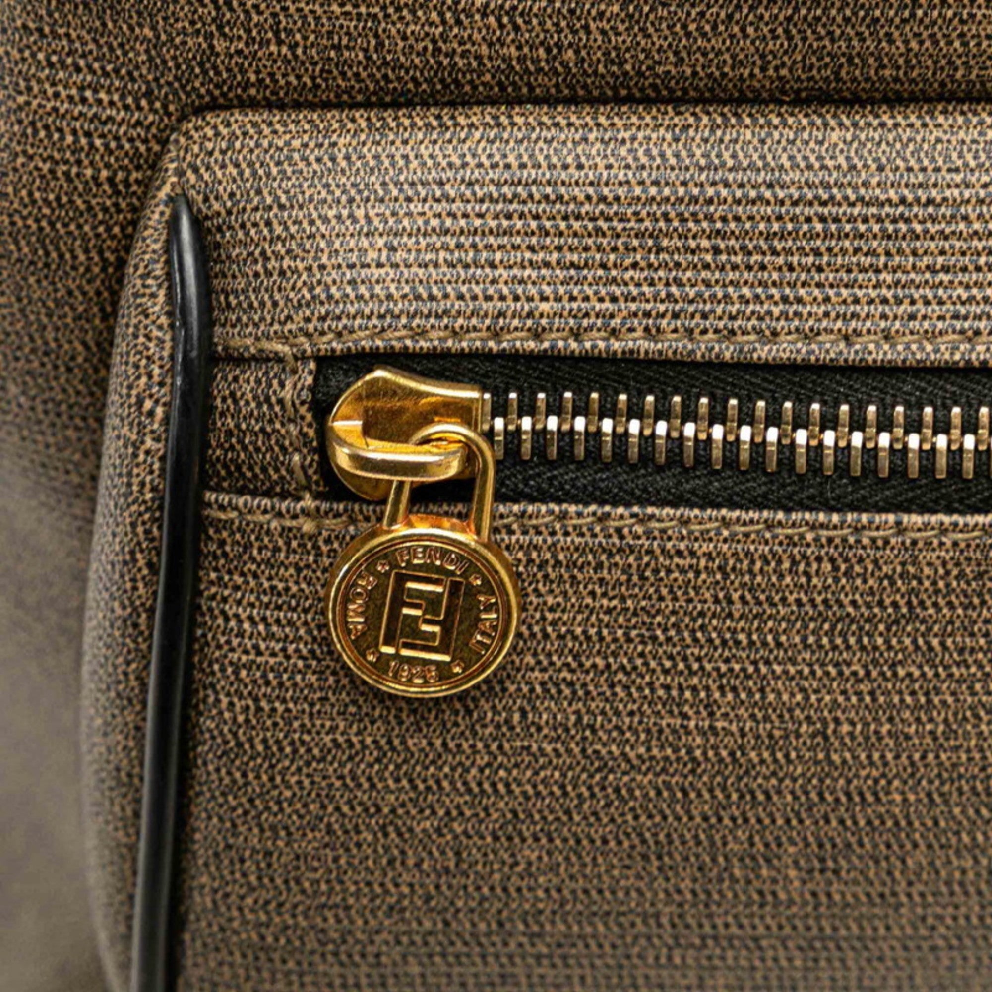 Fendi Zucchino Black Grayish Zucchino Pvc Leather Backpack