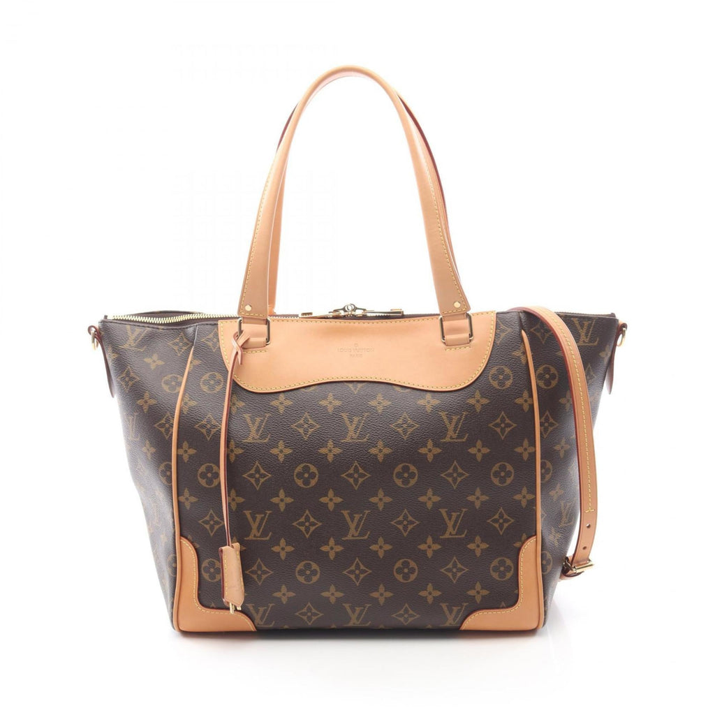 Louis Vuitton Brown Monogram Coated Canvas Leather Handbag Tote Bag