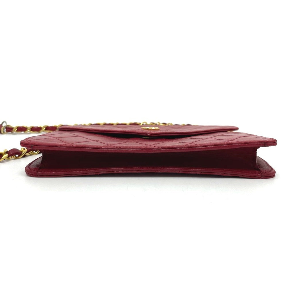 Chanel Red Leather Shoulder Bag