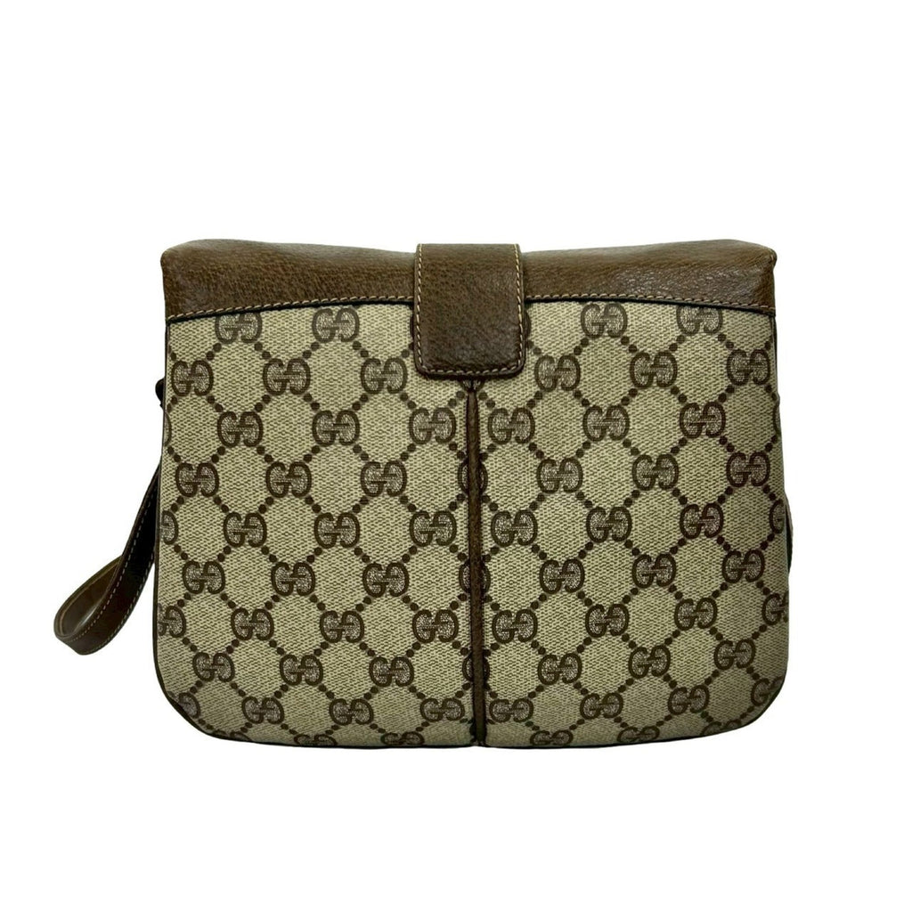 Gucci Brown Green Red Color Leather Pvc Shoulder Bag (Pre-Owned)