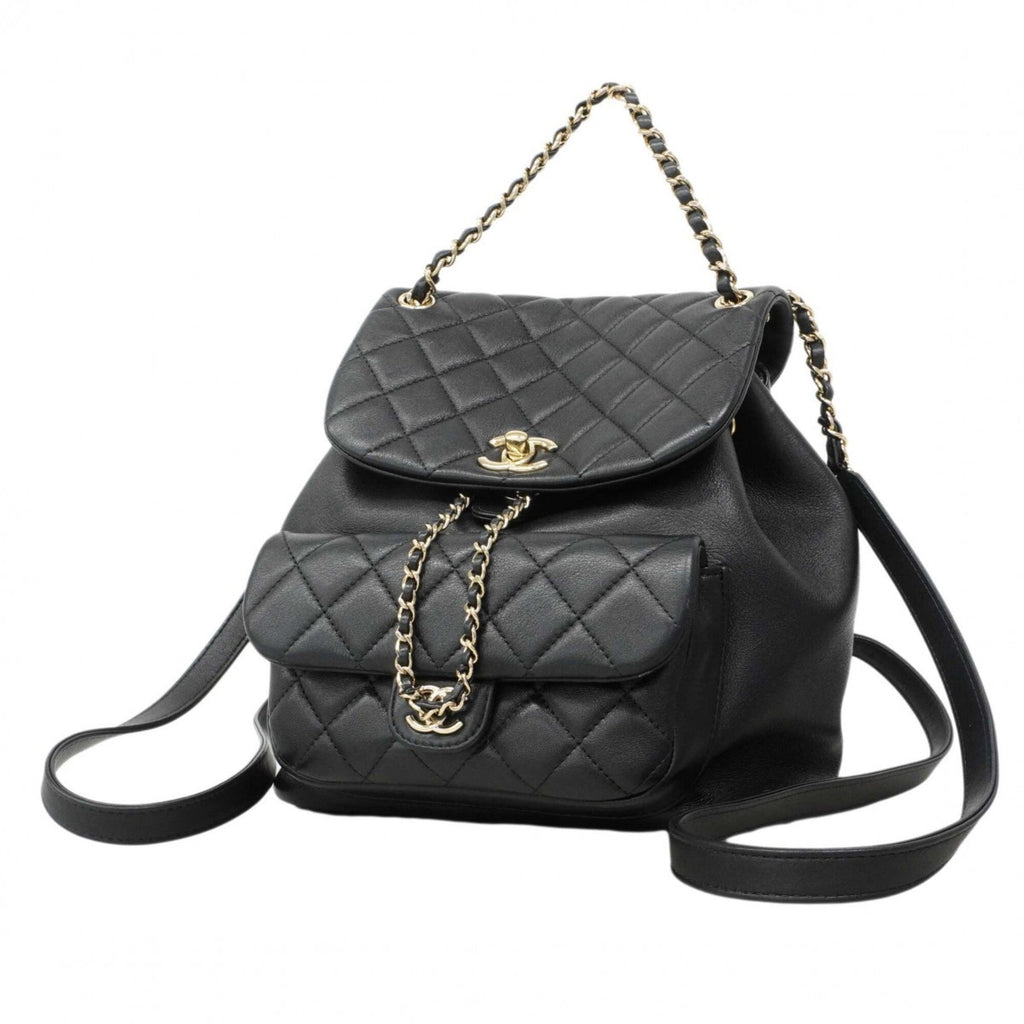 Chanel Black Leather Backpack