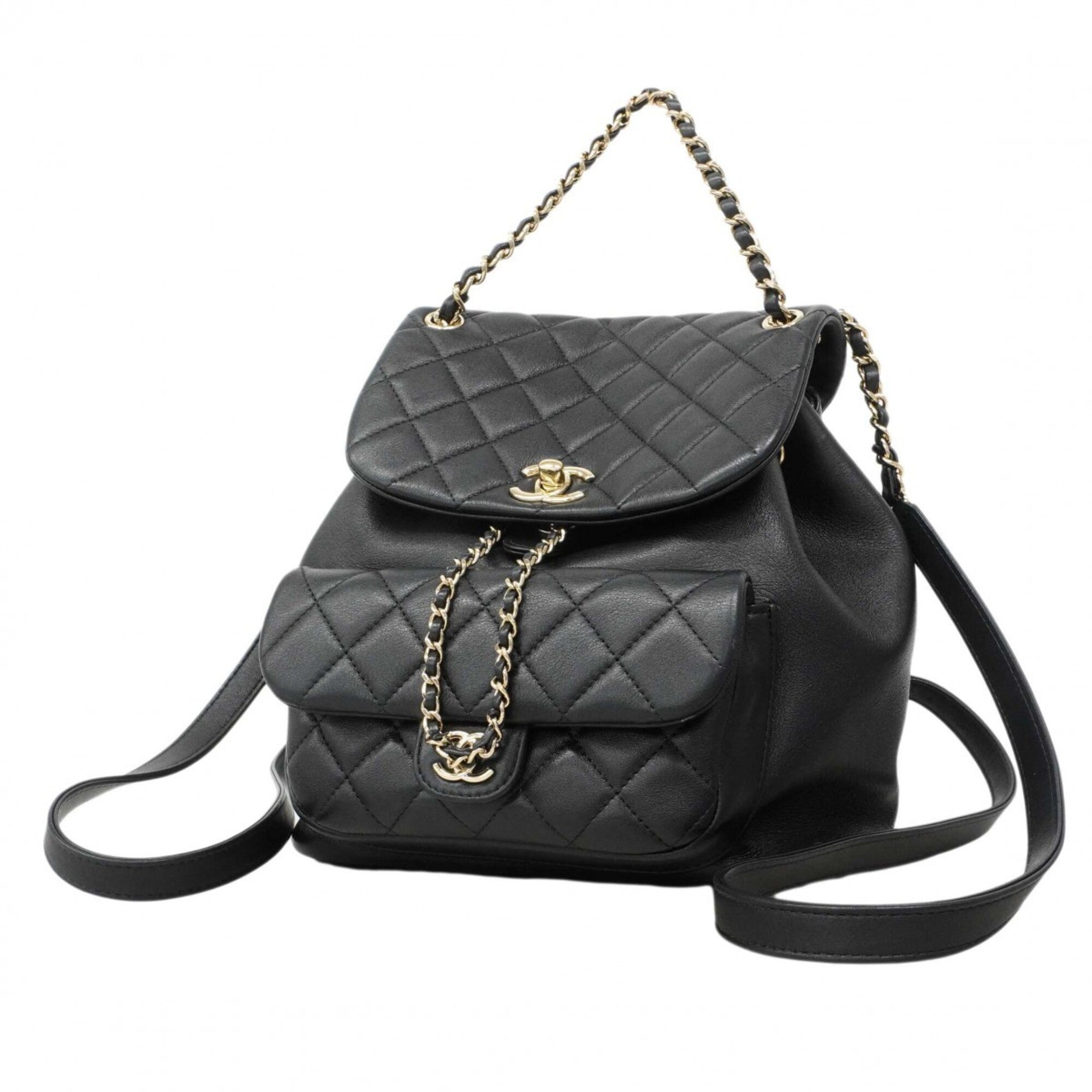 Chanel Black Leather Backpack