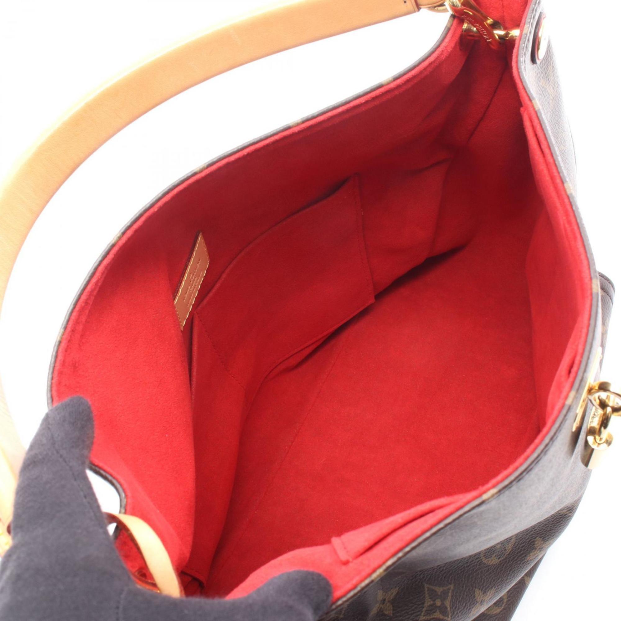 Louis Vuitton Brown Monogram Red Color Coated Canvas Leather Handbag Shoulder Bag