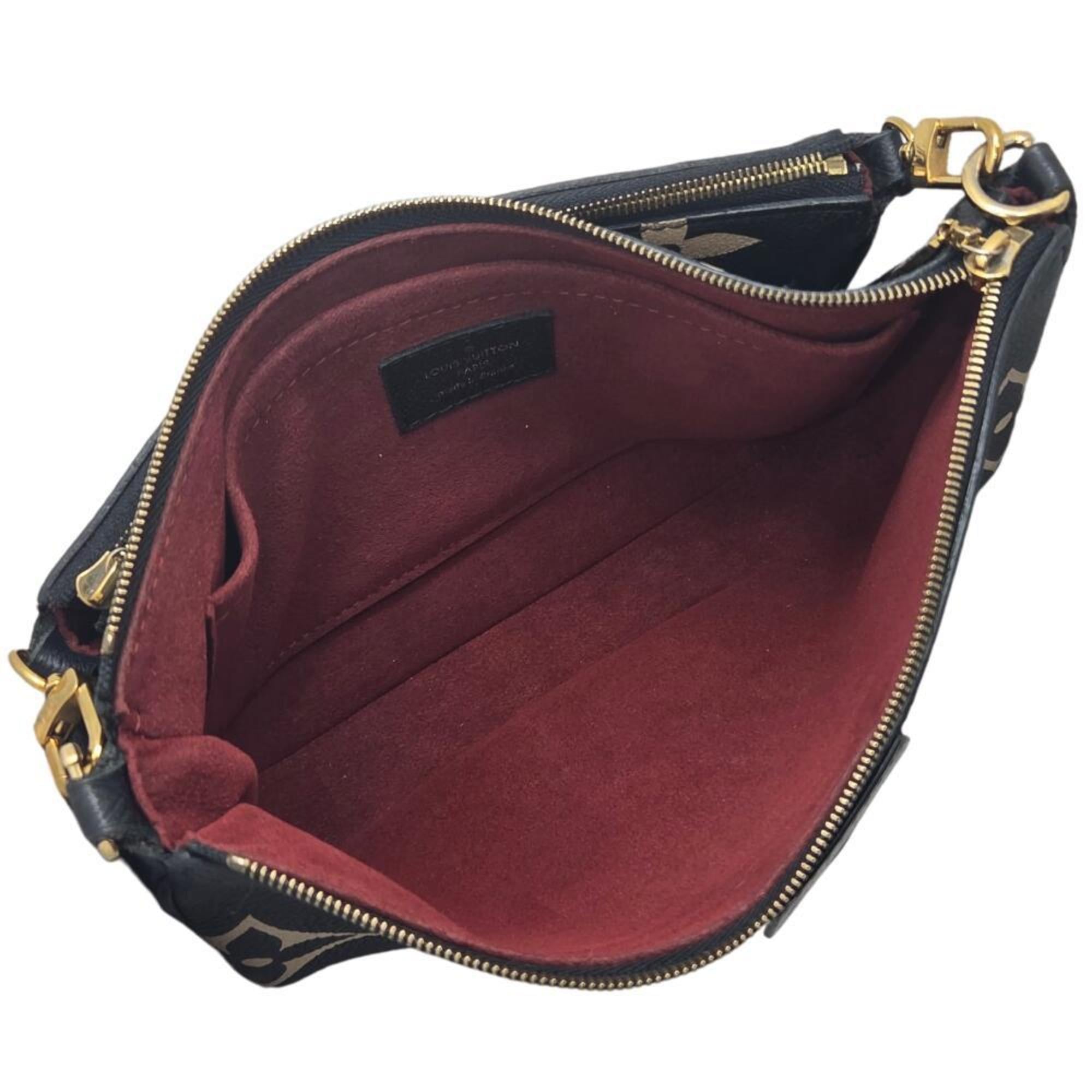 Louis Vuitton Beige Black Monogram Empreinte Pochette Shoulder Bag