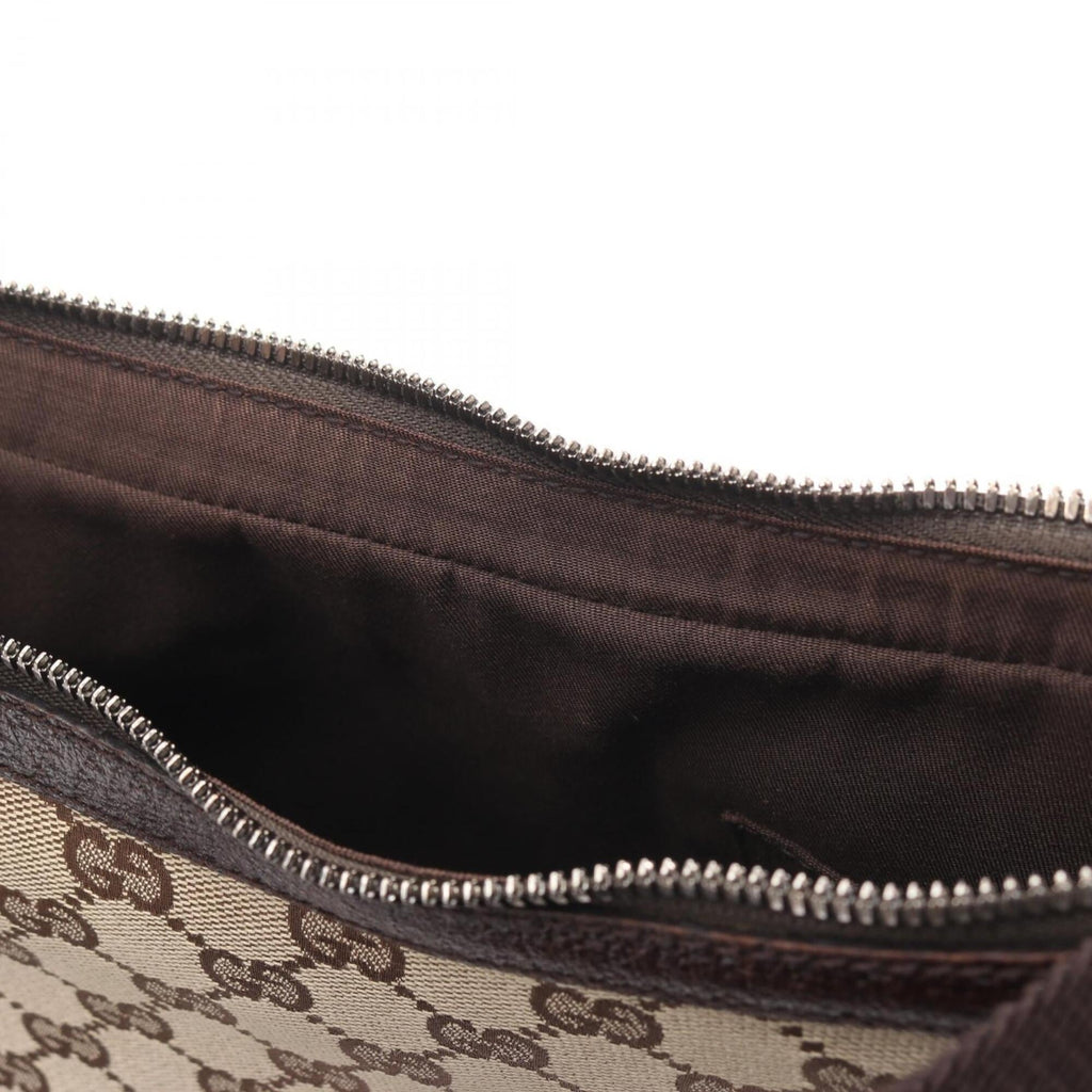 Gucci Beige Brown Canvas Leather Handbag Shoulder Bag (Pre-Owned)