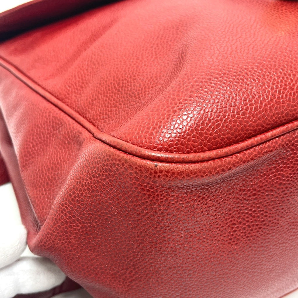 Chanel Red Color Grained Calfskin Backpack