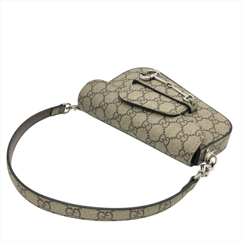 Gucci Horsebit Beige Gg Supreme Shoulder Bag (Pre-Owned)