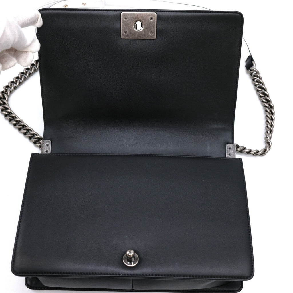 Chanel Boy Chanel Black White Leather Shoulder Bag